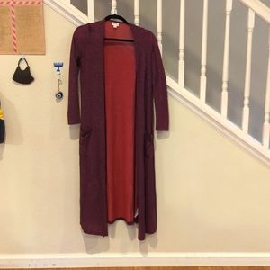 LuLaRoe Lightweight Sarah Cardigan Jacket Purple and pink